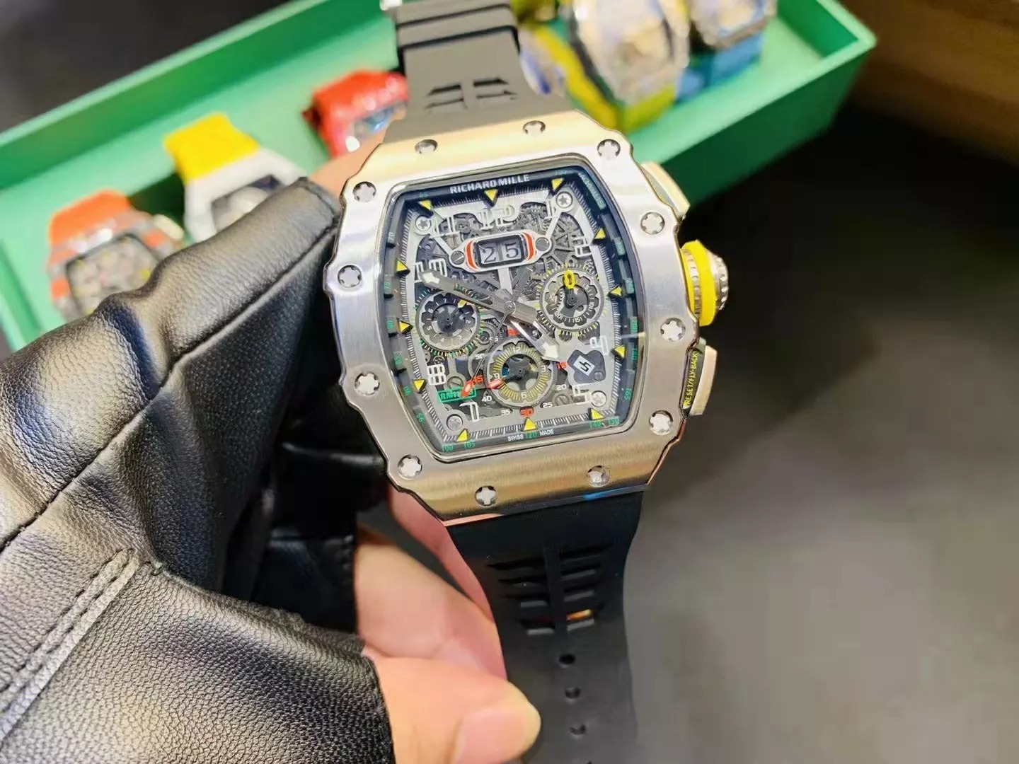 RM 11-03 Skeleton Dial White Bezel Black Rubber Strap ZY 7750