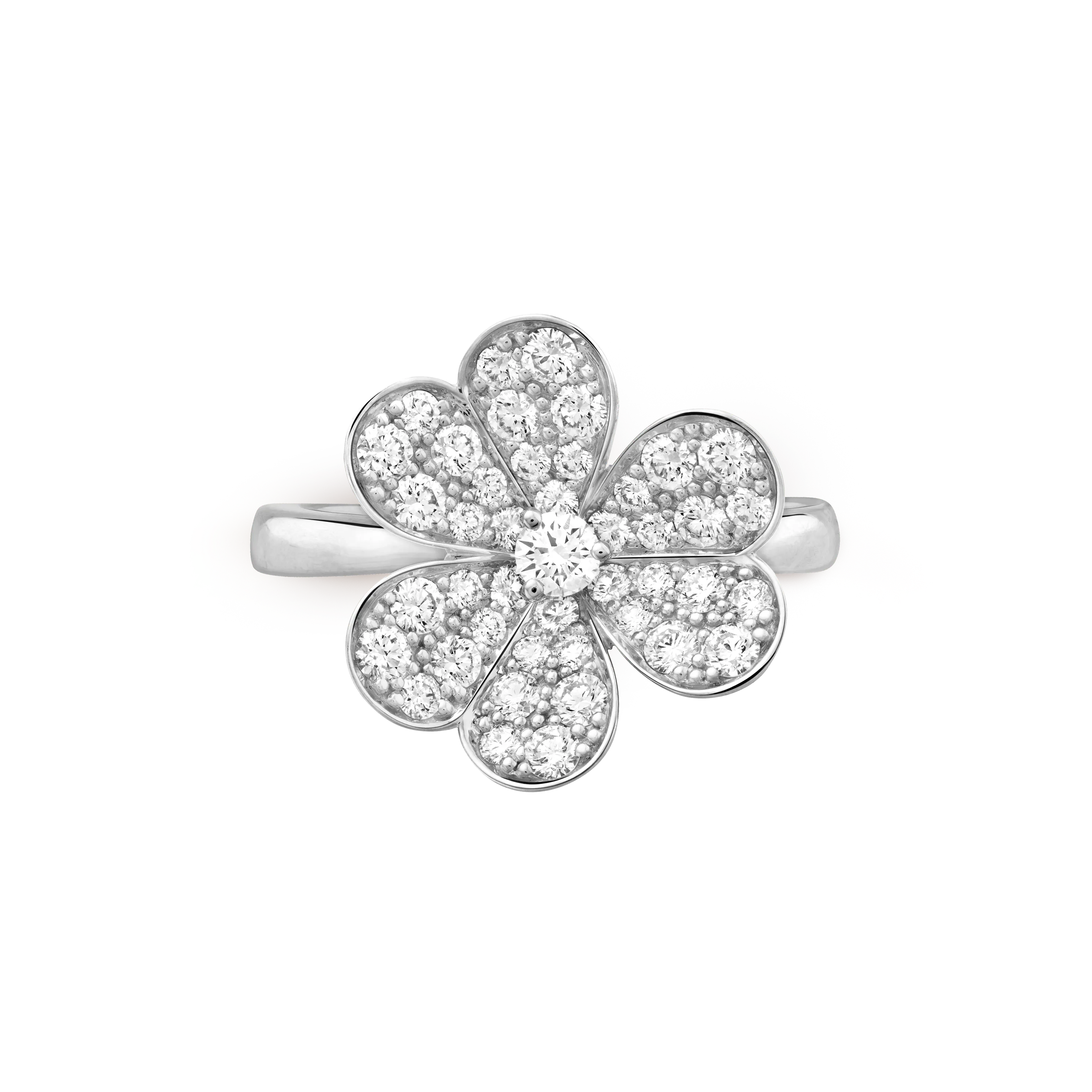 Frivole ring, 1 flower white gold, Diamond