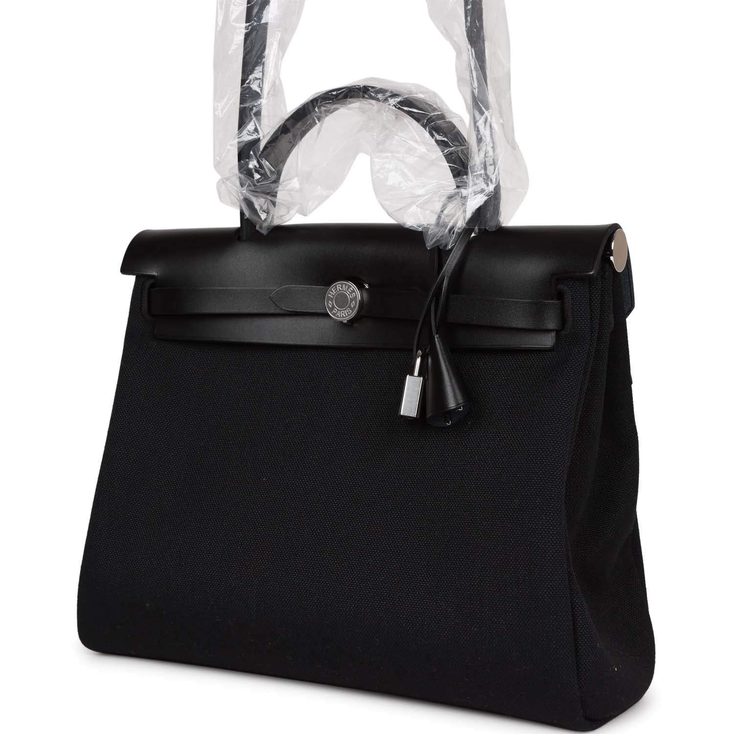 Hermes Herbag Zip PM 31 Black Toile H Berline Hunter Palladium Hardware