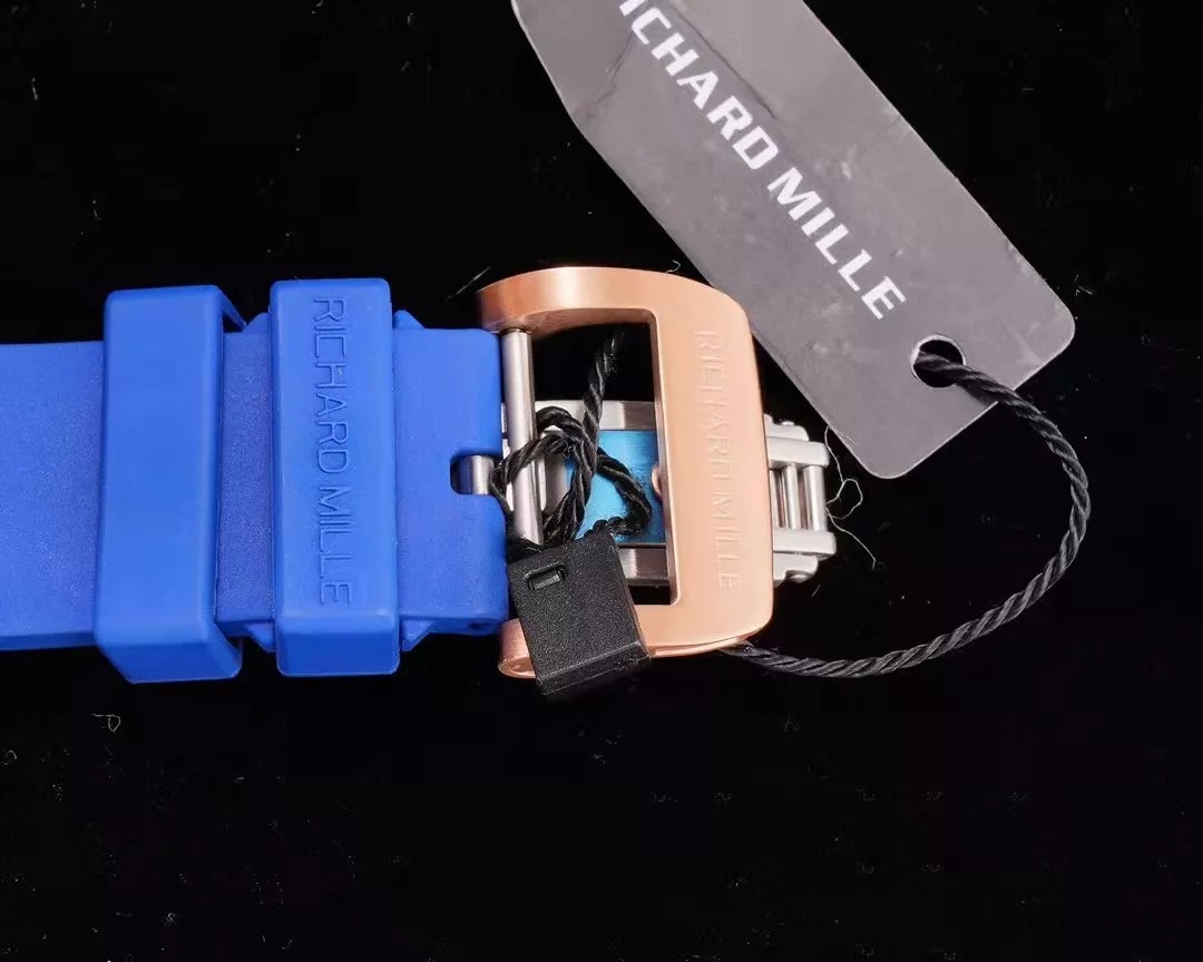 RM 11-03 Skeleton Blue Dial Rose Gold Bezel Blue Rubber Strap ZY 7750