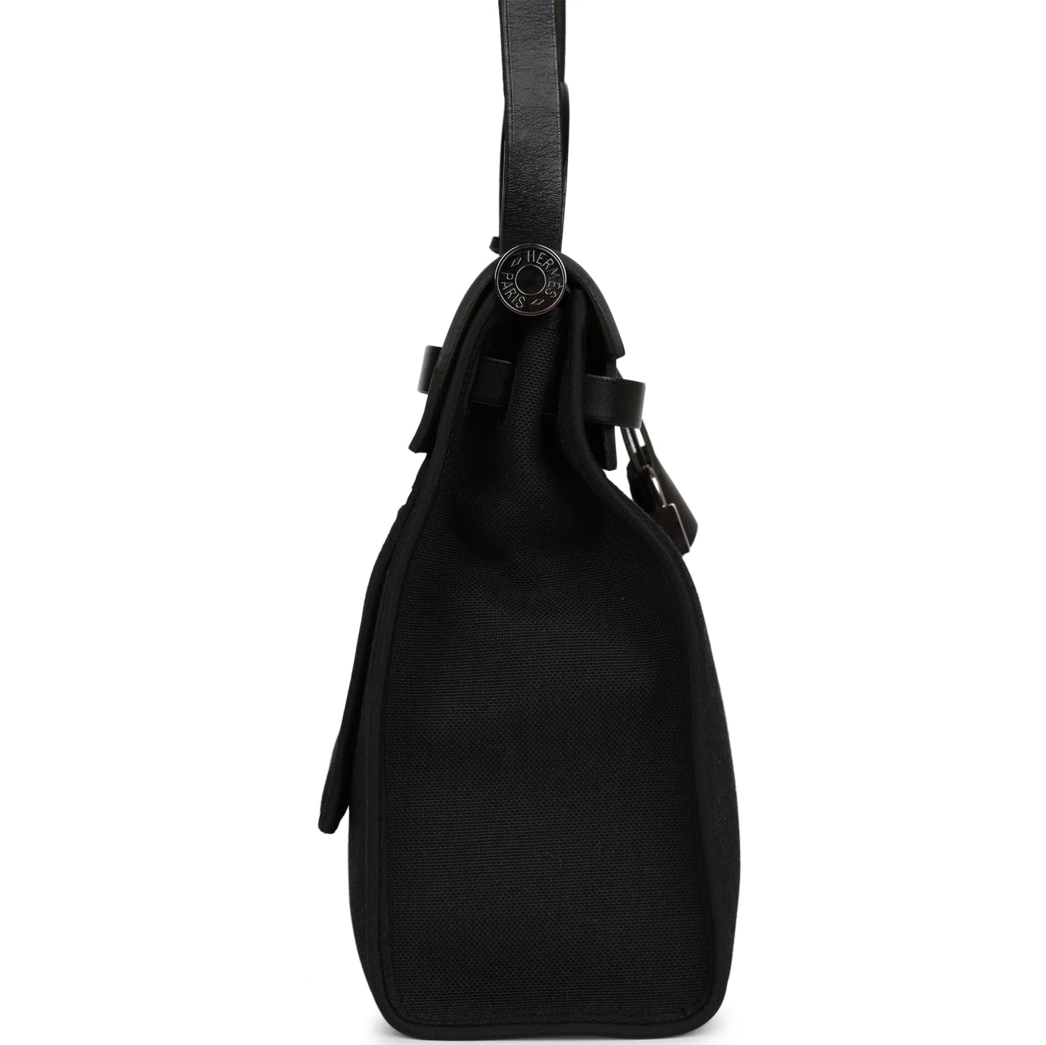 Pre-owned Hermes Herbag Zip PM 31 Black Toile H Berline Hunter Palladium Hardware