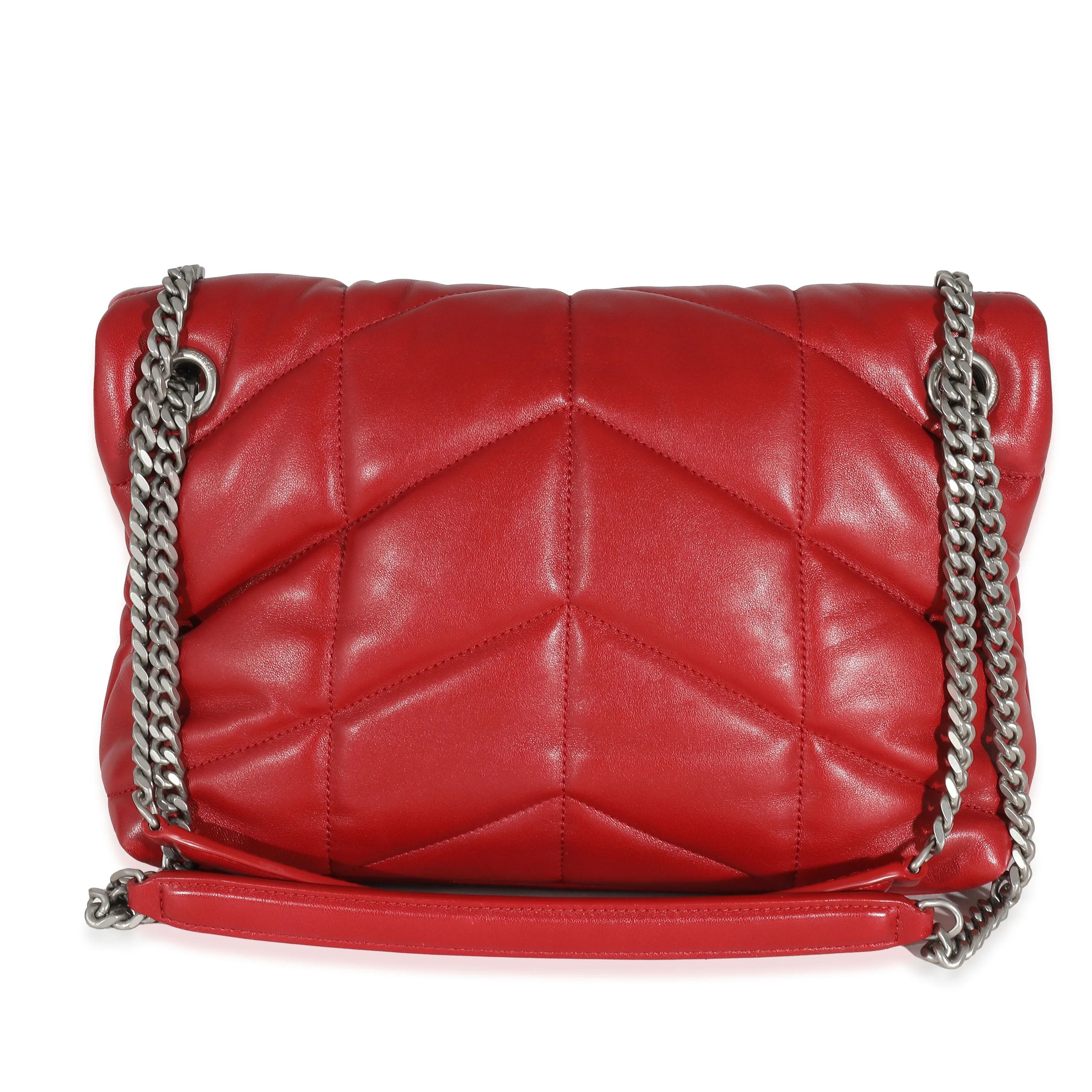 Saint Laurent Red Quilted Lambskin Small Loulou Puffer