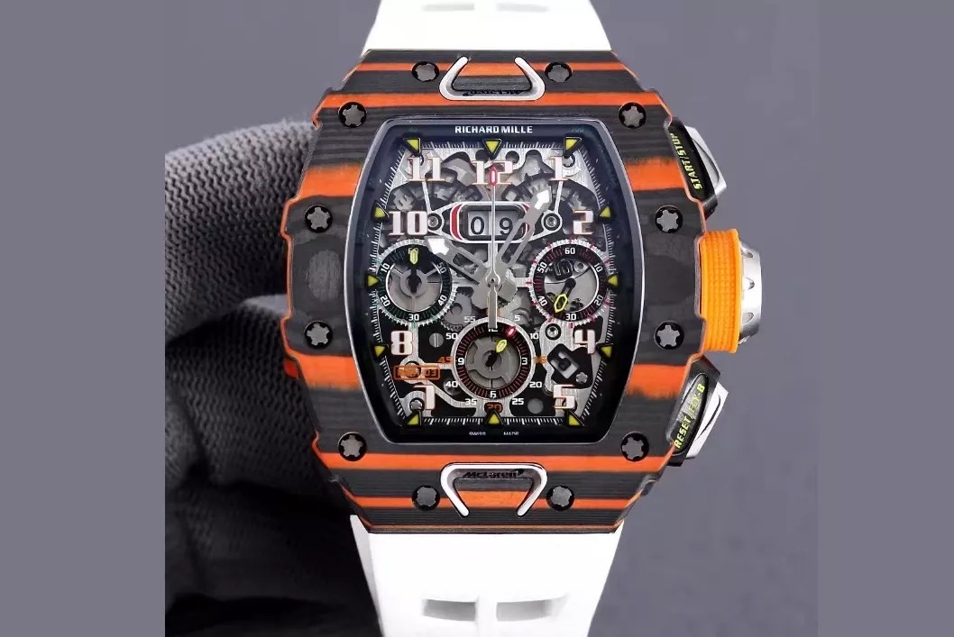 RM 11-03 Skeleton Dial Black&Orange Bezel White/Black/Orange Rubber Strap KV 7750