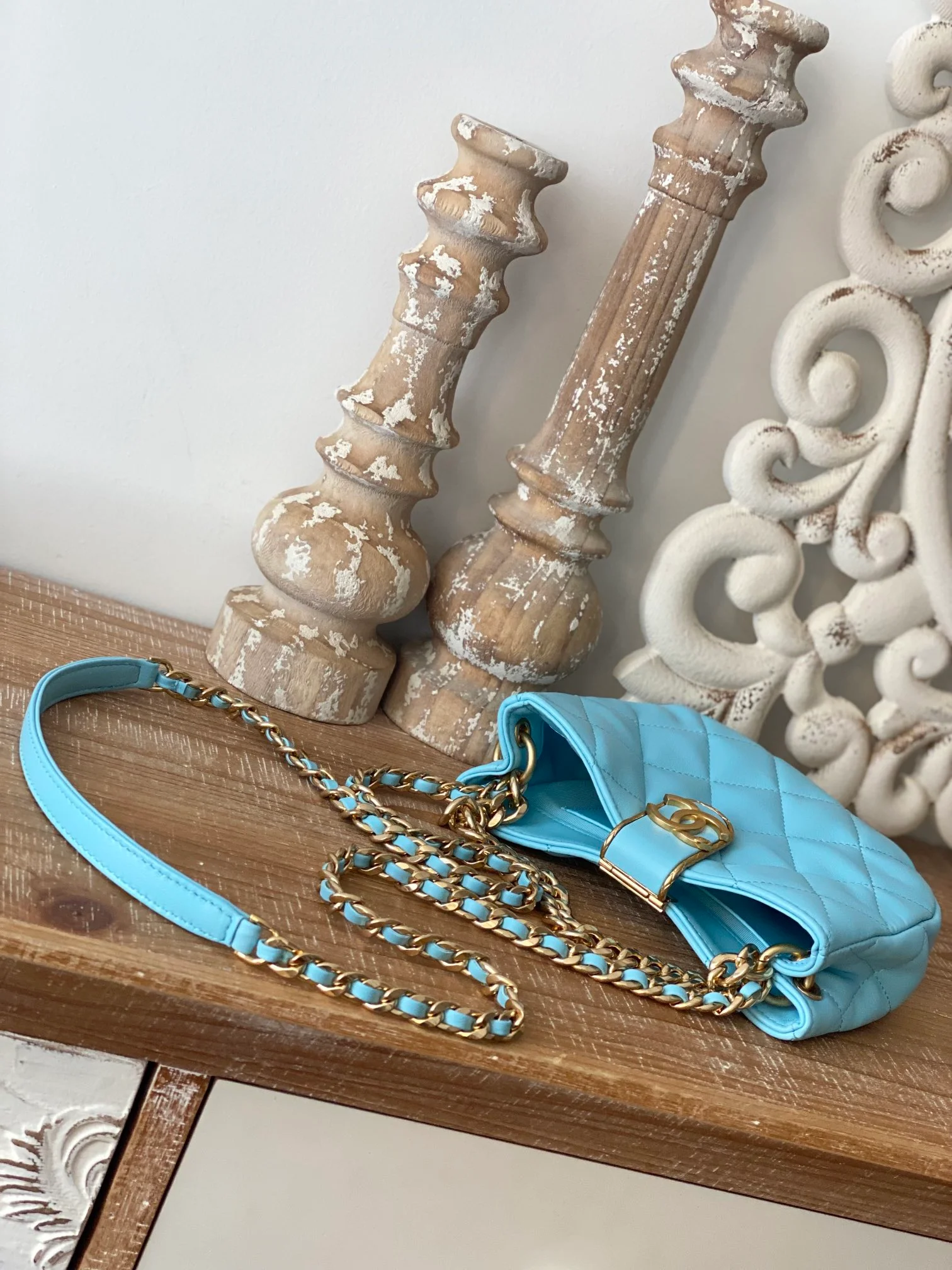 Chanel Small Hobo Bag Gold Hardware Blue For Women, Women’s Handbags, Shoulder Bags 7.5in/19cm