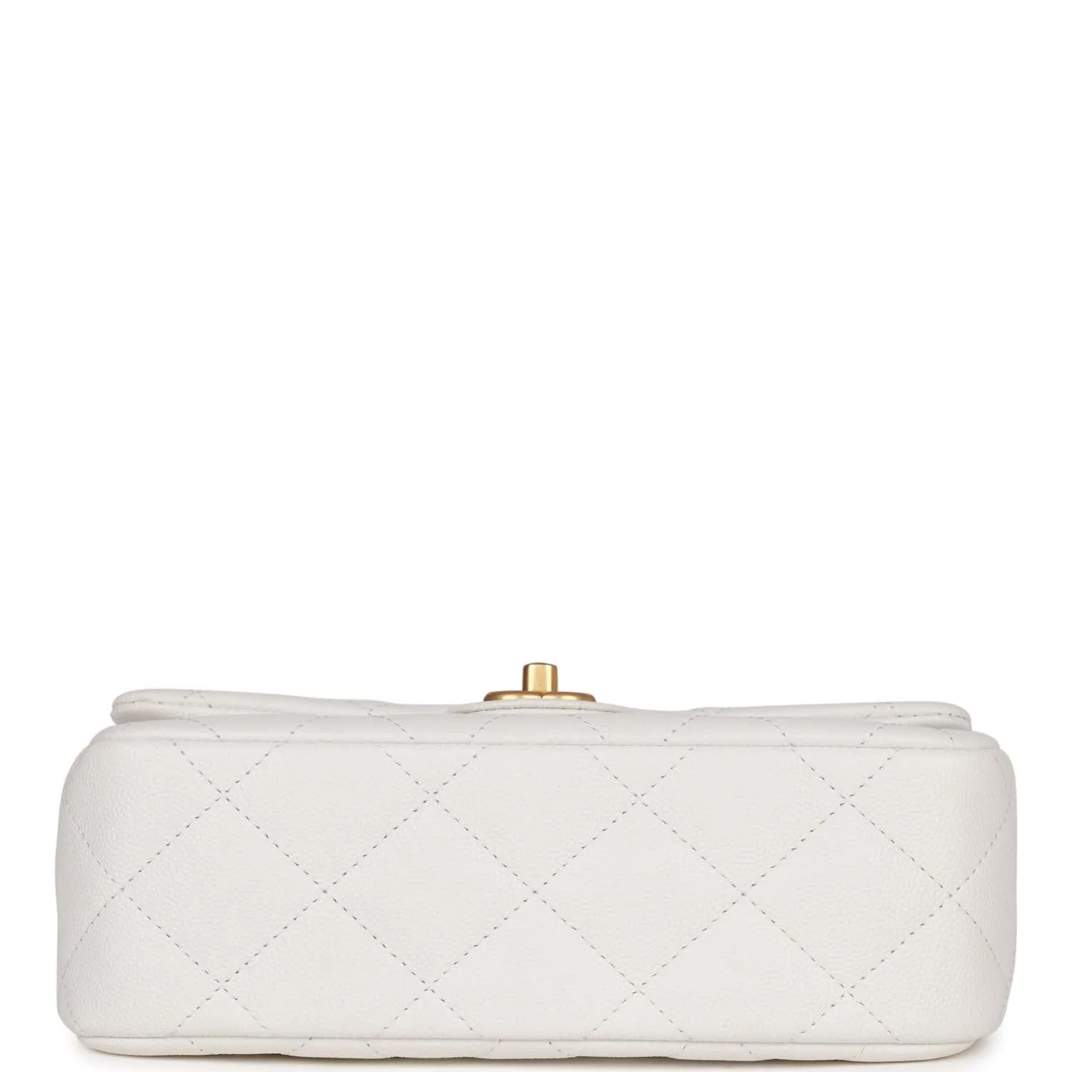 Medium Sweetheart Crush Flap Bag White Caviar Antique Gold Hardware