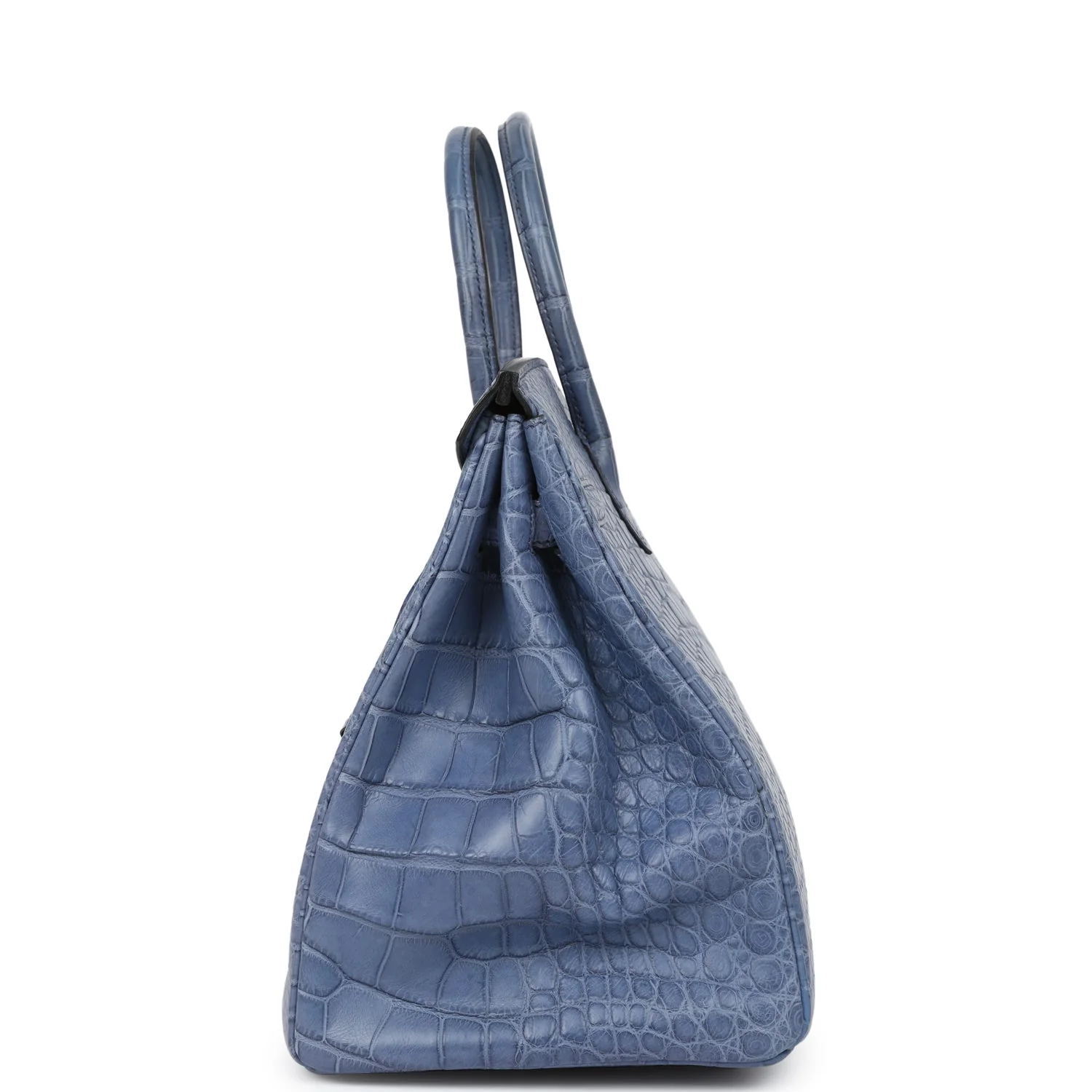 Pre-owned Hermes Birkin 35 Bleu Brighton Matte Alligator Palladium Hardware