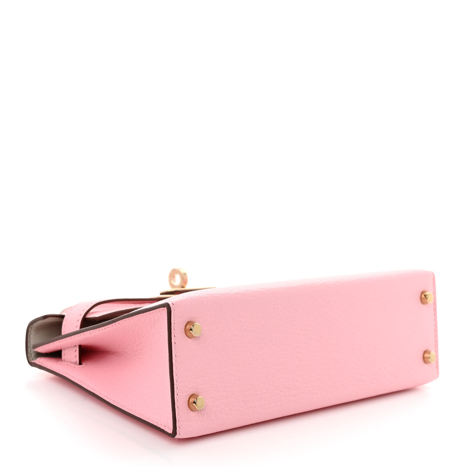 HERMES Chevre Mysore Horseshoe Mini Kelly Sellier 20 Rose Sakura Gris Perle