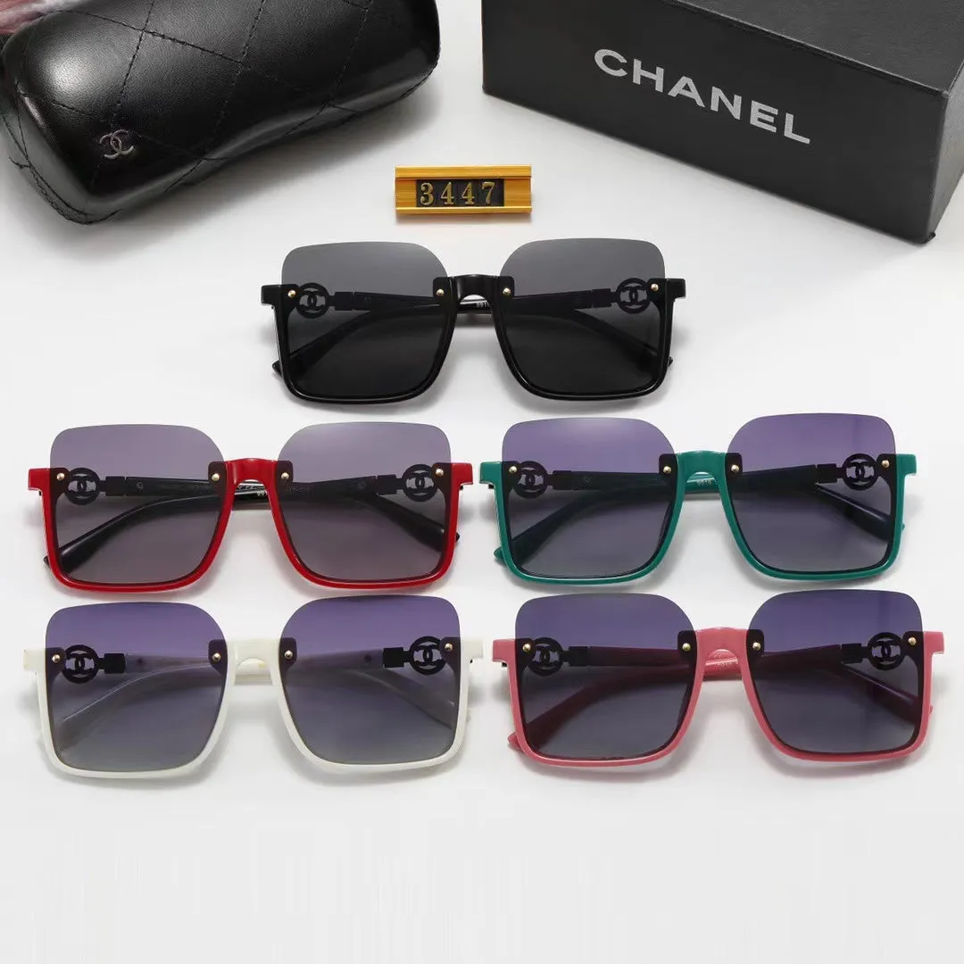 5-color fashion double C half-frame floral pattern temple polarized sunglasses