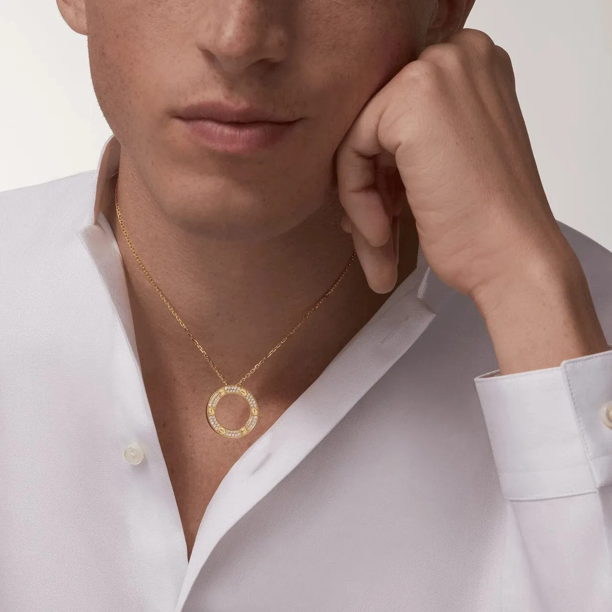 car Screw Love Necklace With Diamond Paved