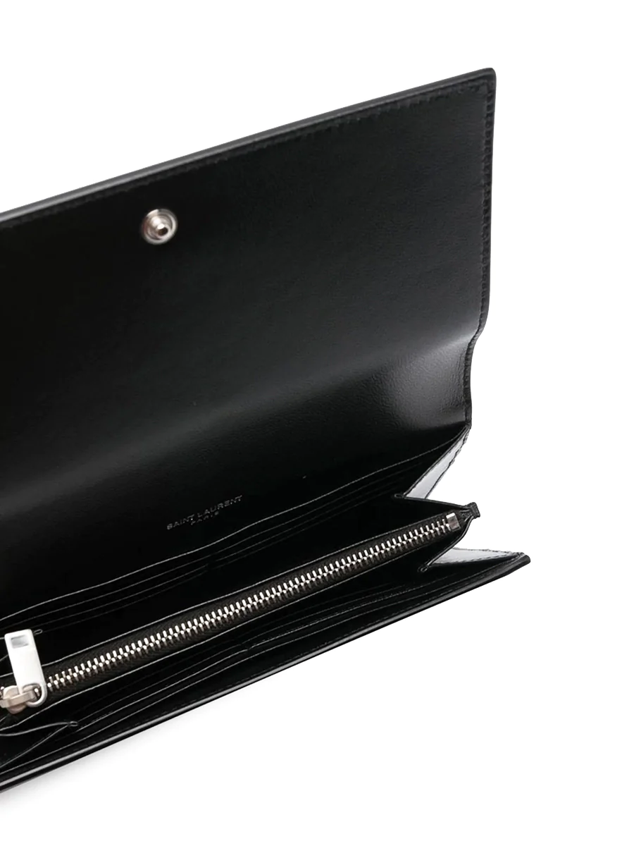 Kate Monogram Studded Clutch in Black