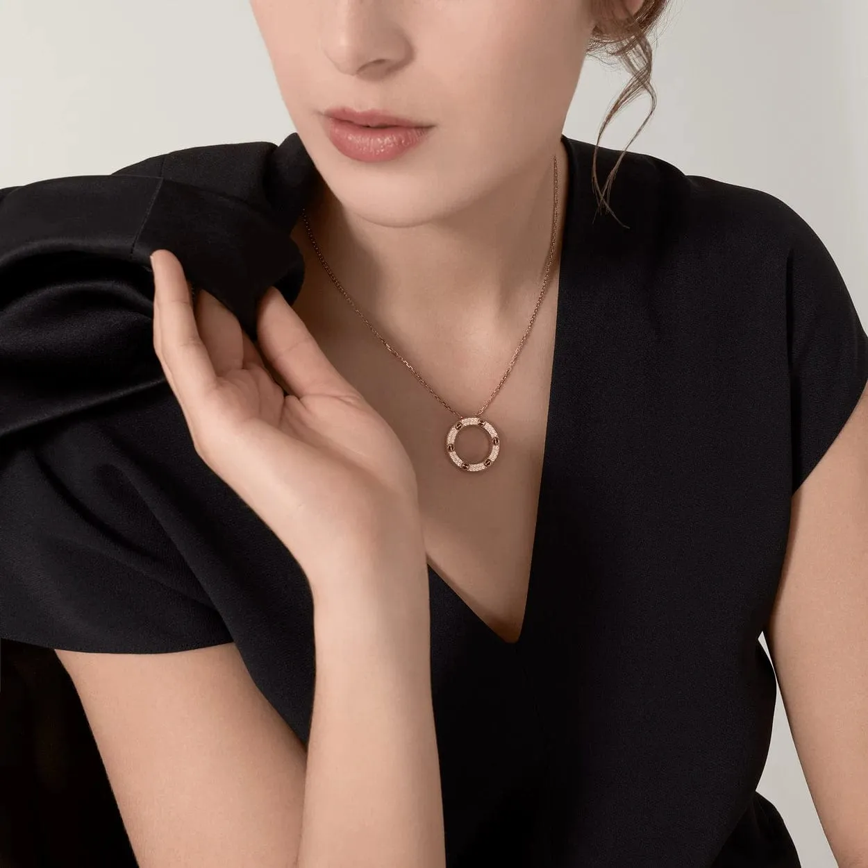 car Screw Love Necklace With Diamond Paved