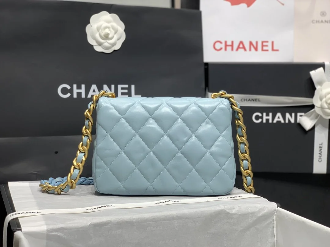 Chanel Small Flap Bag Gold-Tone Metal Blue Bag For Women 16cm/6.2in