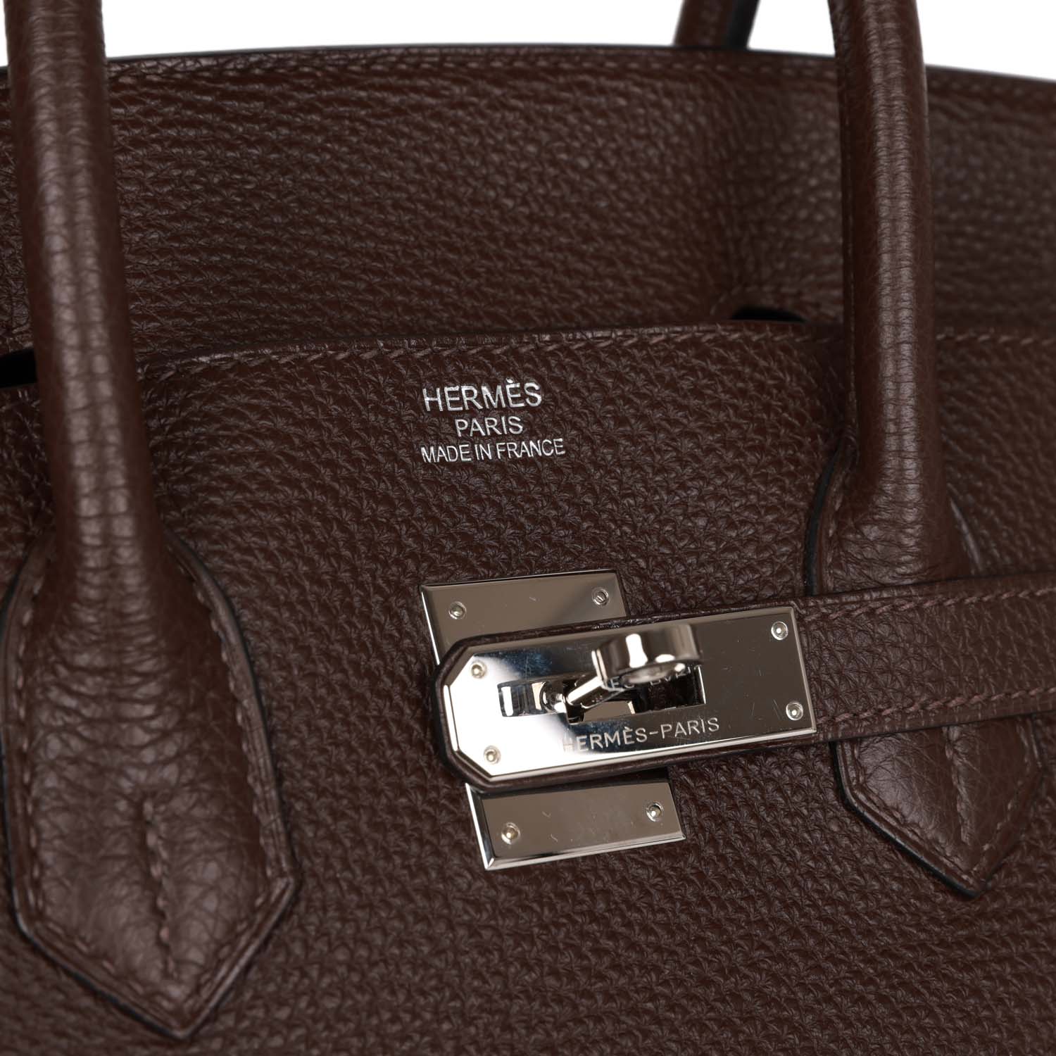 Pre-owned Hermes Birkin 35 Chocolate Togo Palladium Hardware