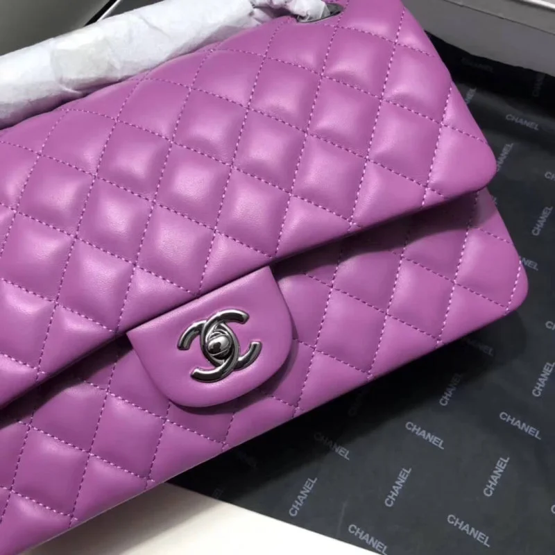 Chanel 1112 Purple Medium Size 2.55 Lambskin Leather Flap Bag