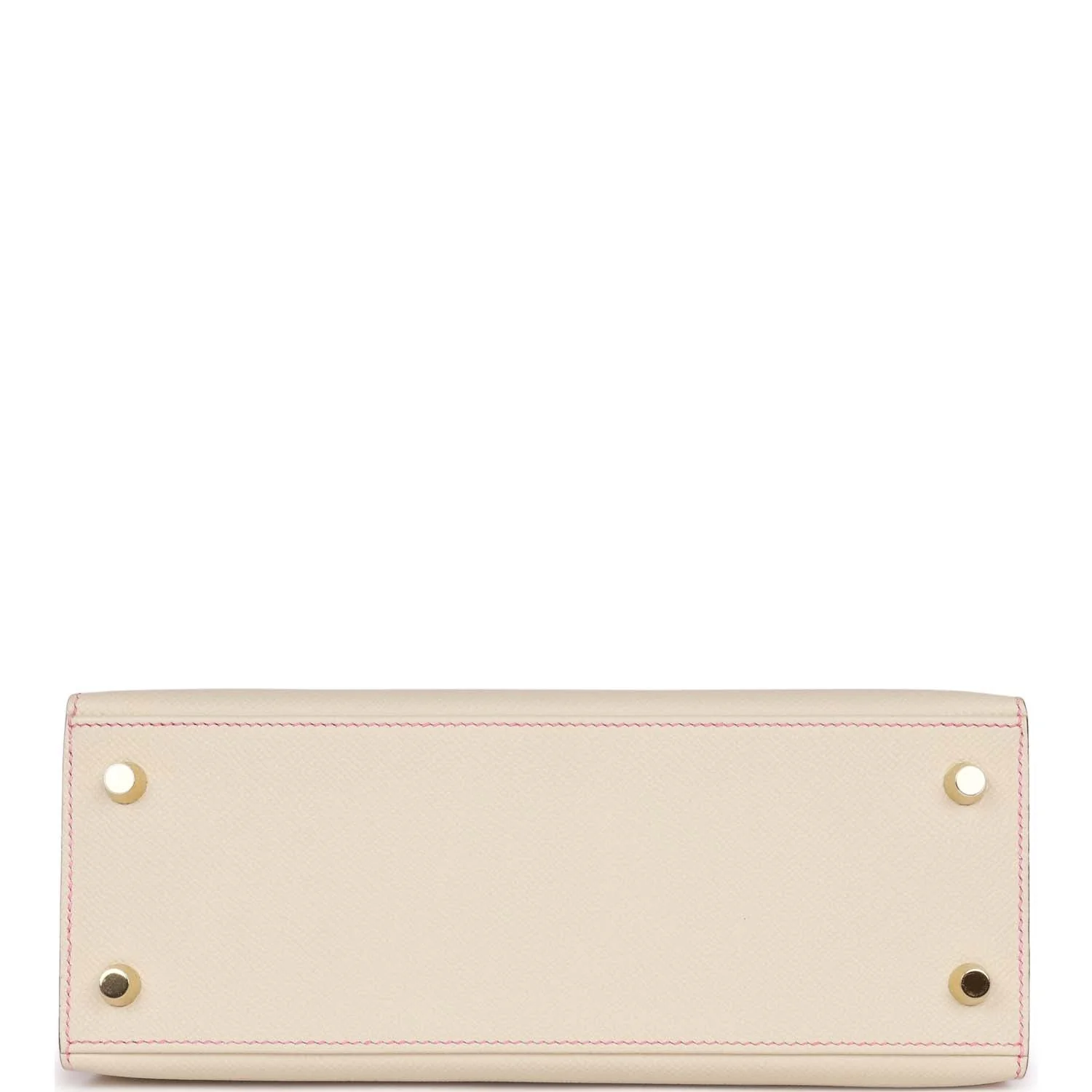 Hermes Special Order (HSS) Kelly Sellier 25 Craie and Rose Lipstick Epsom Brushed Gold Hardware