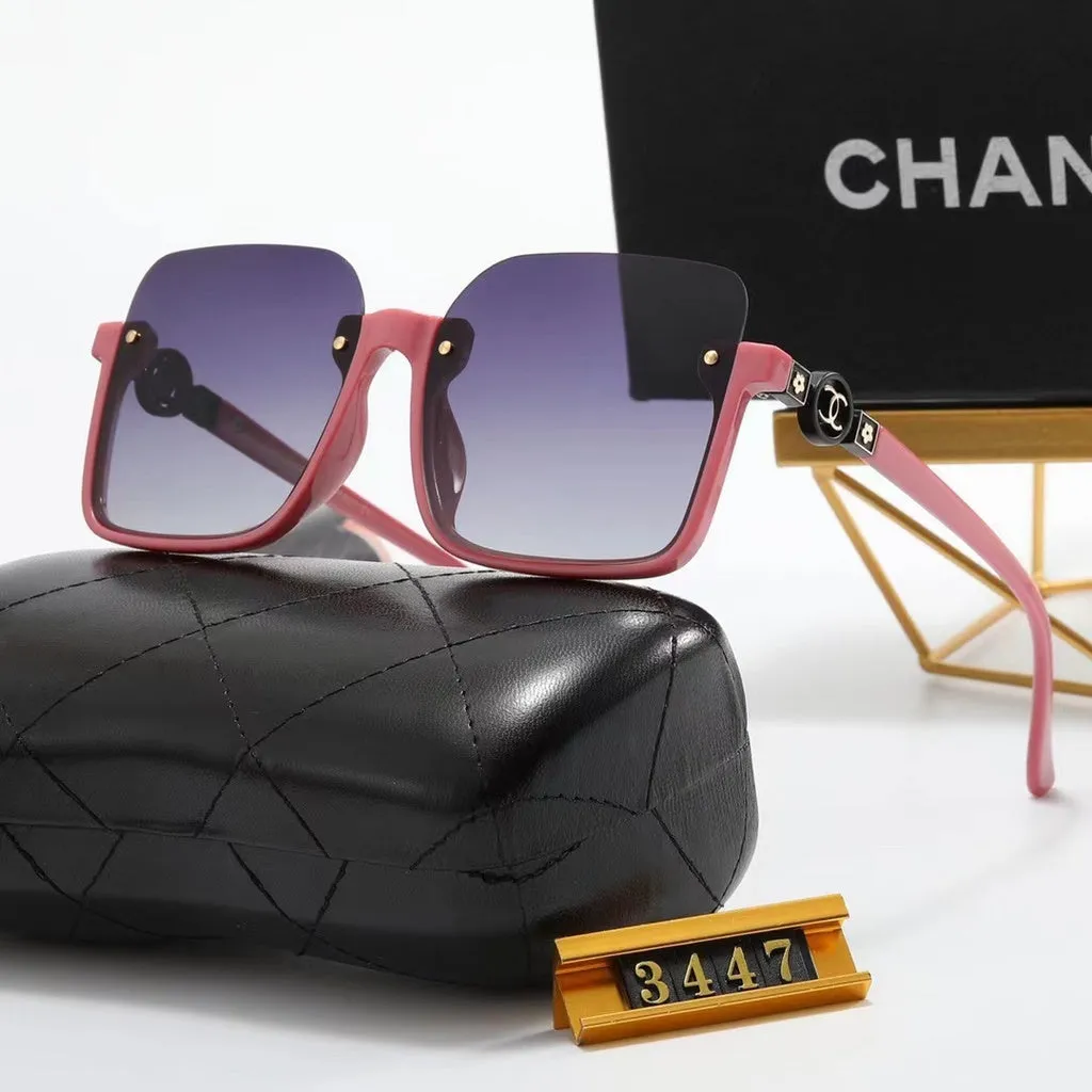 5-color fashion double C half-frame floral pattern temple polarized sunglasses