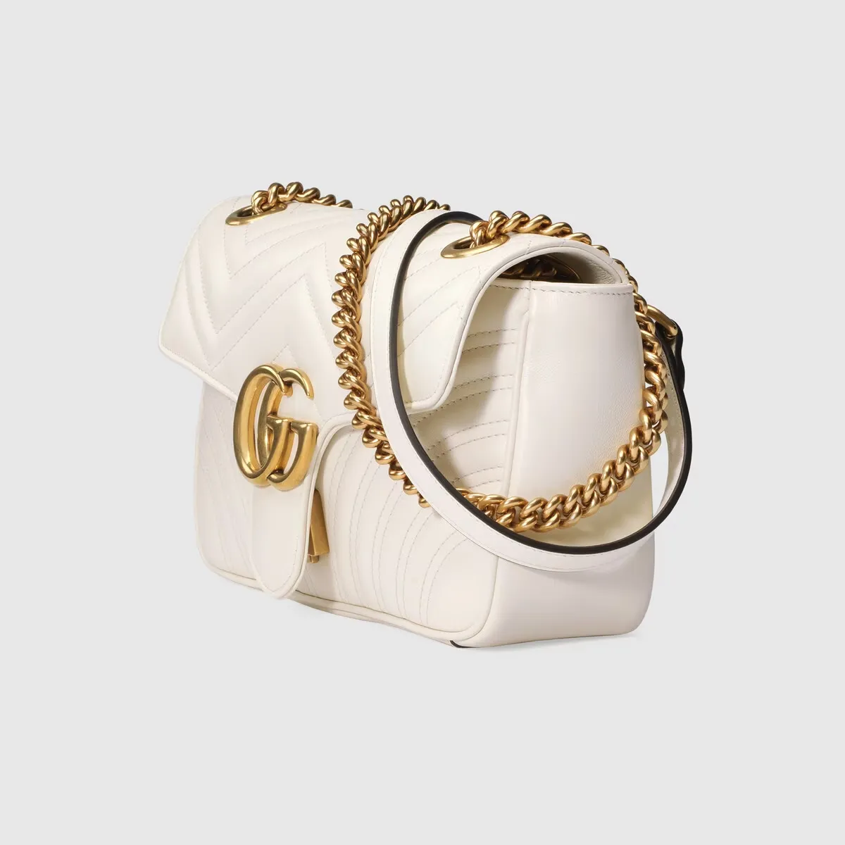 G Marmont Small White Matelass Shoulder Bag