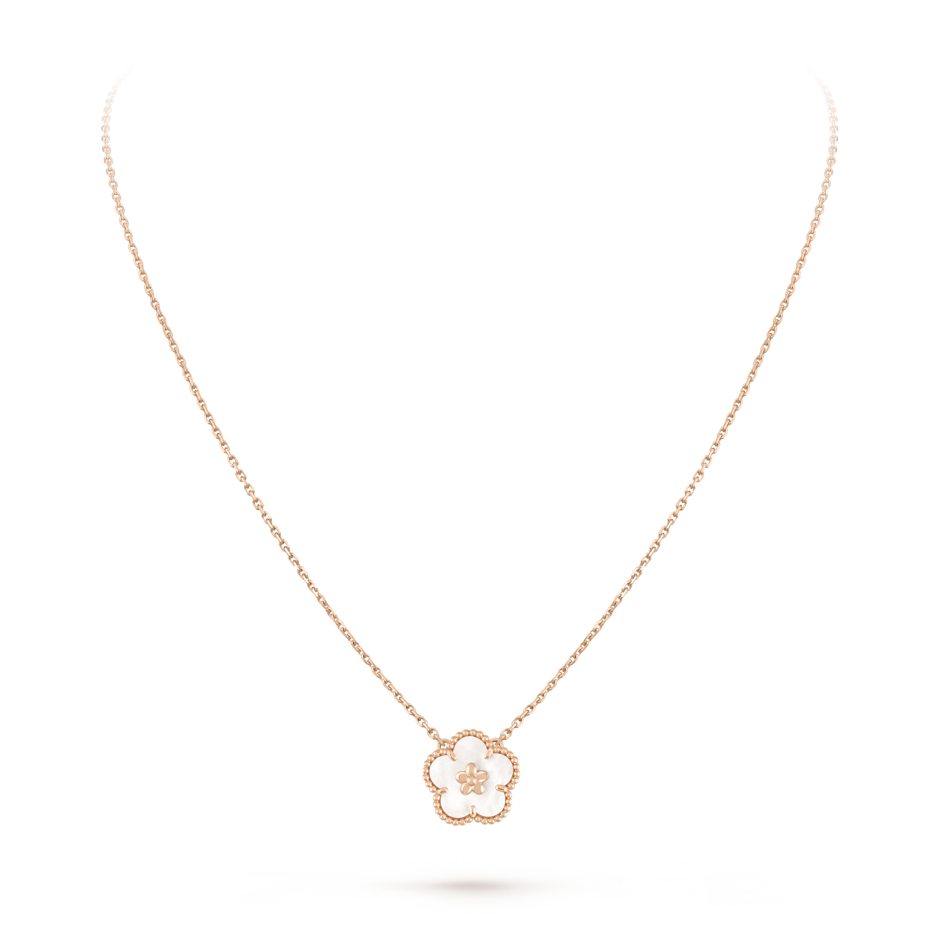 Lucky Spring Necklace, plum blossom rose gold, mother-of-pearl