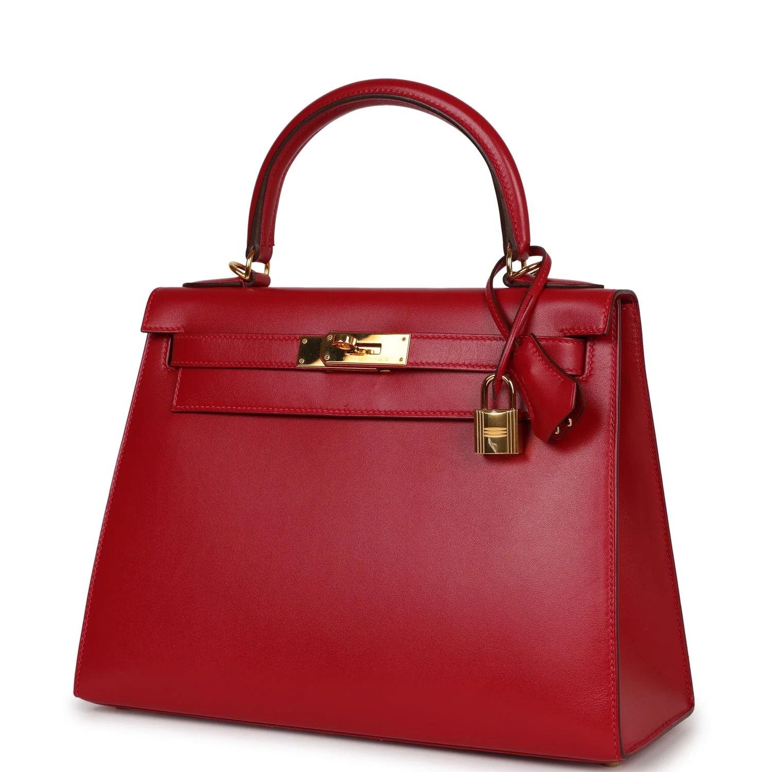 Pre-owned Hermes Kelly Sellier 28 Rouge Vif Tadelakt Gold Hardware