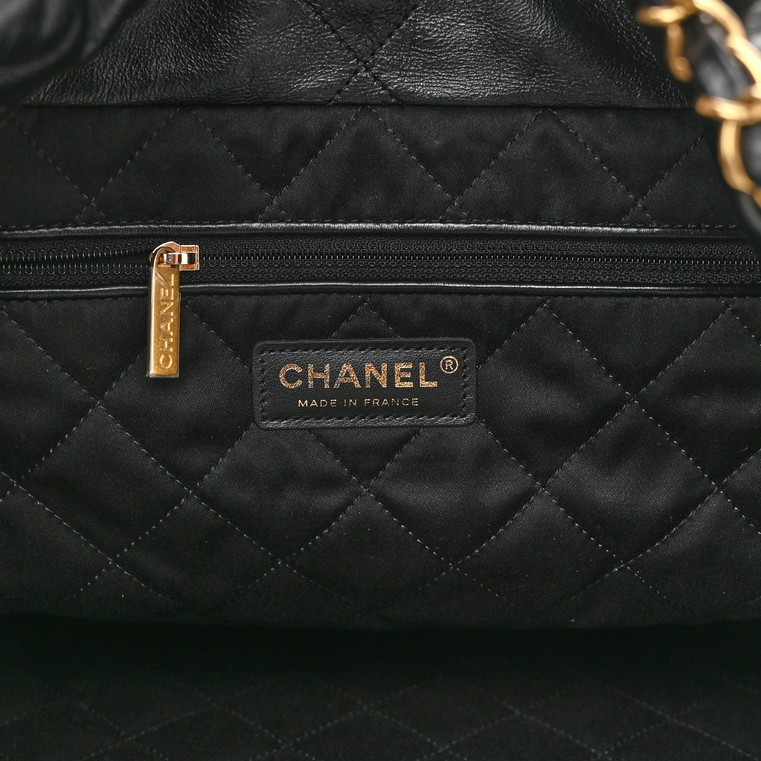 Shiny Calfskin Quilted Small Chanel 22 Black