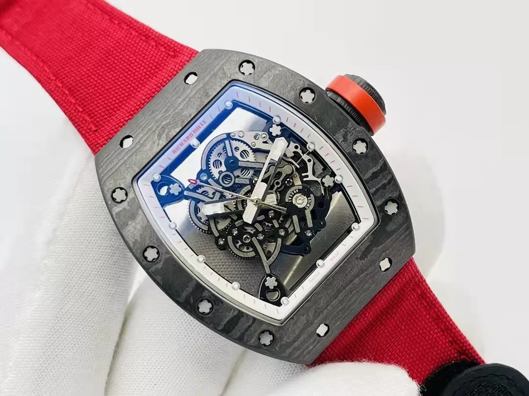RM055 Skeleton Dial Black Bezel Red Canvas Strap RMS RMUL2