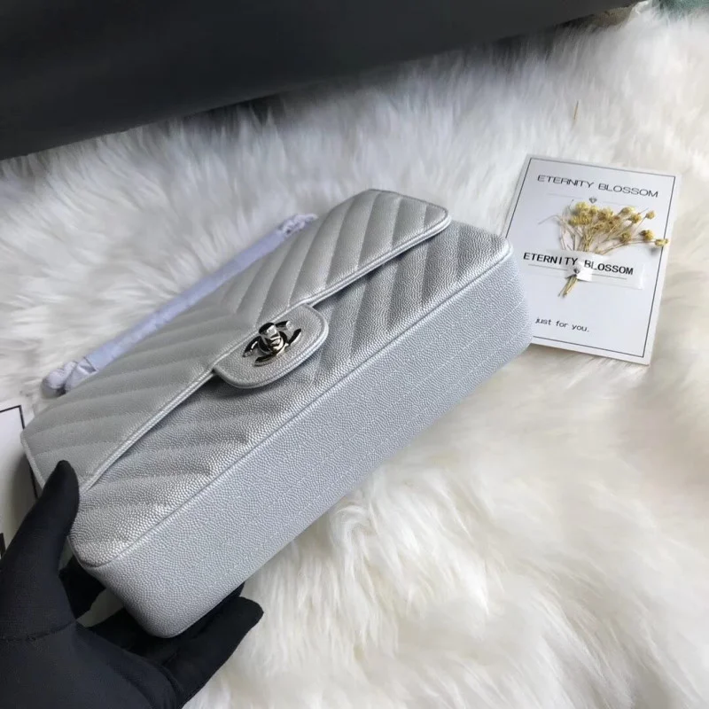 Chanel Chevron Caviar Calfskin Class-Flap Bag A01112