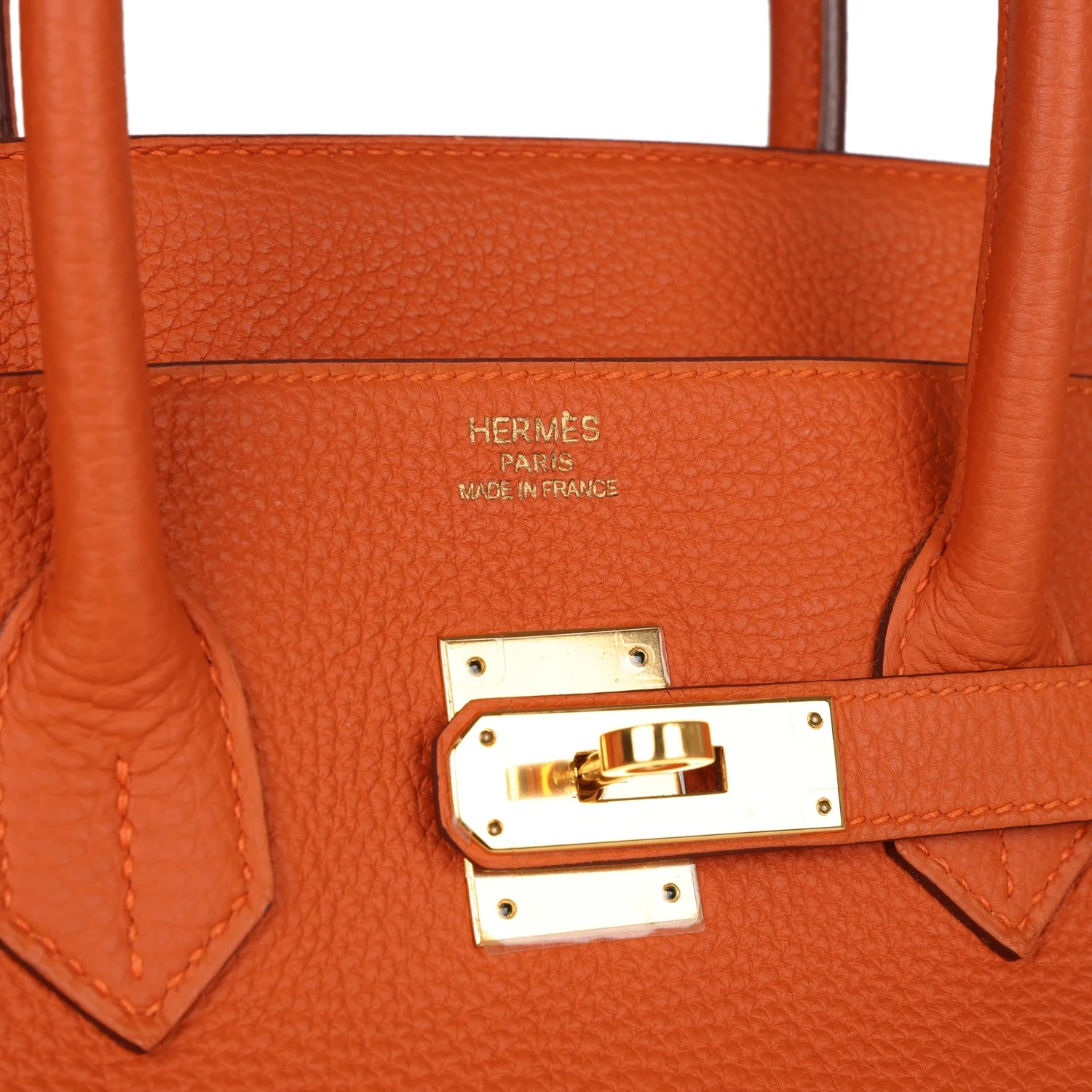 Pre-owned Hermes Birkin 35 Orange H Clemence Gold Hardware