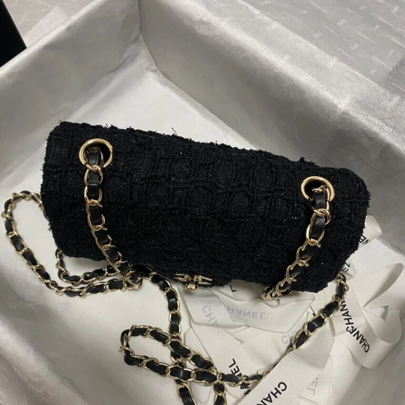 Chanel 20Cm Class-Flap Bag In Black Tweed 1116