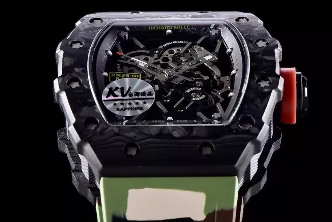 RM 35-01 Black Bezel Red Makers Camouflage Rubber Strap KV RUML3