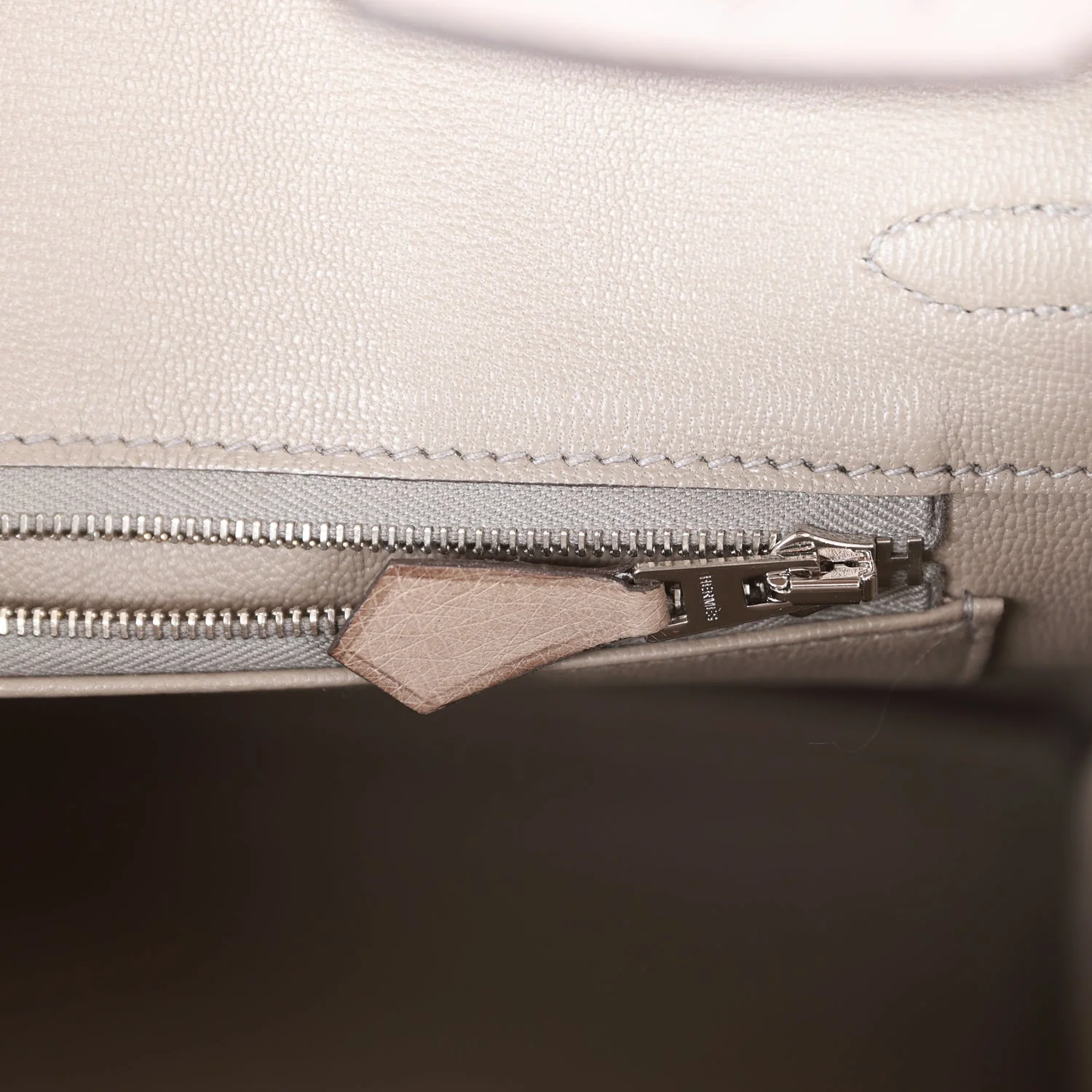 Pre-owned Hermes Birkin 25 Gris Tourterelle Ostrich Palladium Hardware