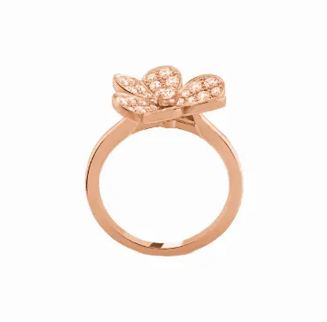 Frivole ring, 1 flower, small model rose gold, Diamond