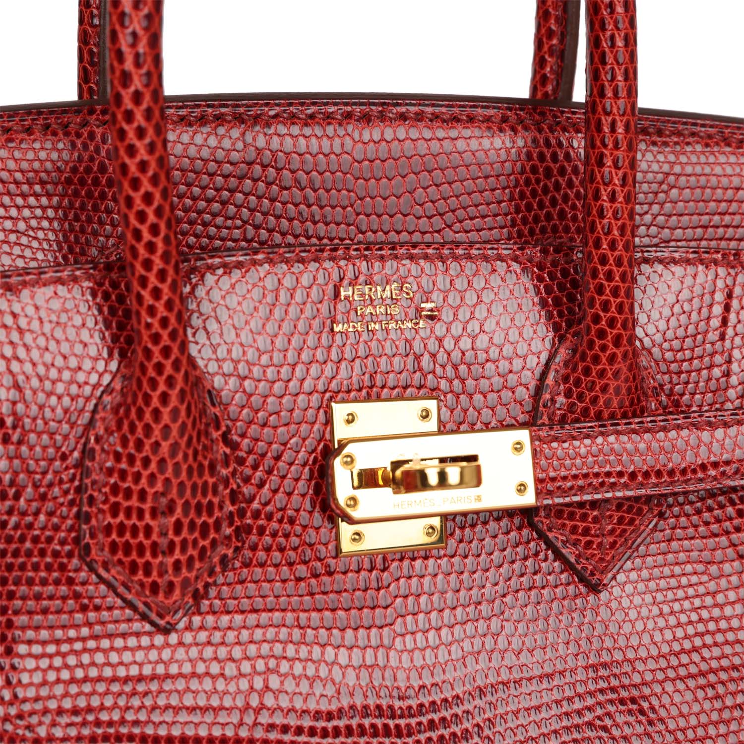 Pre-owned Hermes Birkin 25 Rouge Moyen Salvator Lizard Gold Hardware