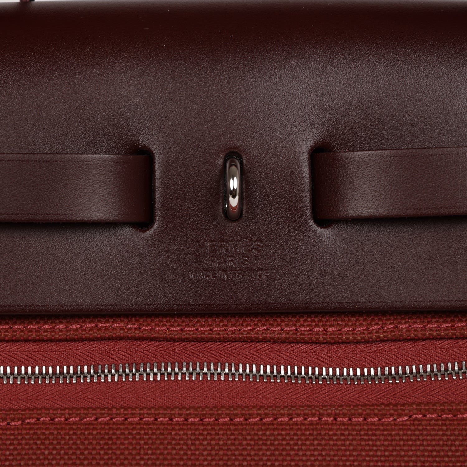 Hermes Herbag Zip Pm 31 Rouge Sellier Vache Hunter Mauve, Bleu Bill, Rouge Sellier, & Ecru Criss Viking Toile Palladium Hardware