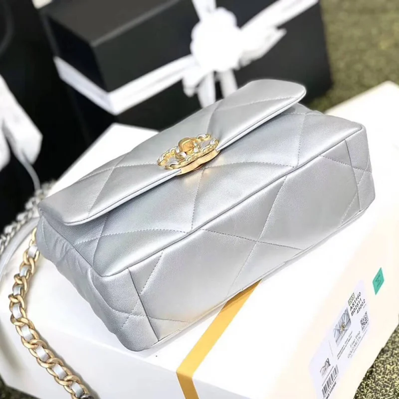 Chanel 19 Flap Bag As1160 Silver