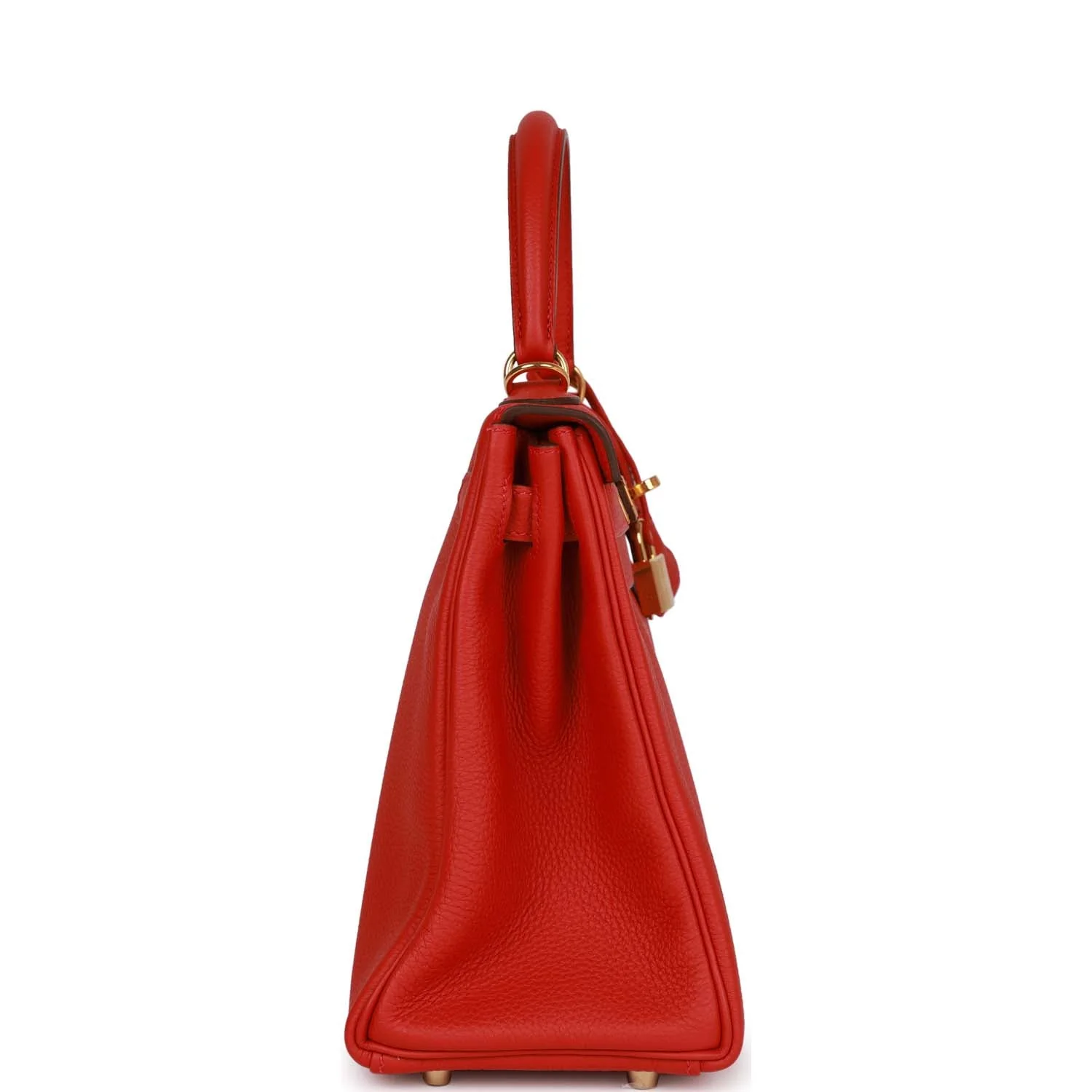 Pre-owned Hermes Kelly Retourne 28 Rouge Casaque Togo Gold Hardware