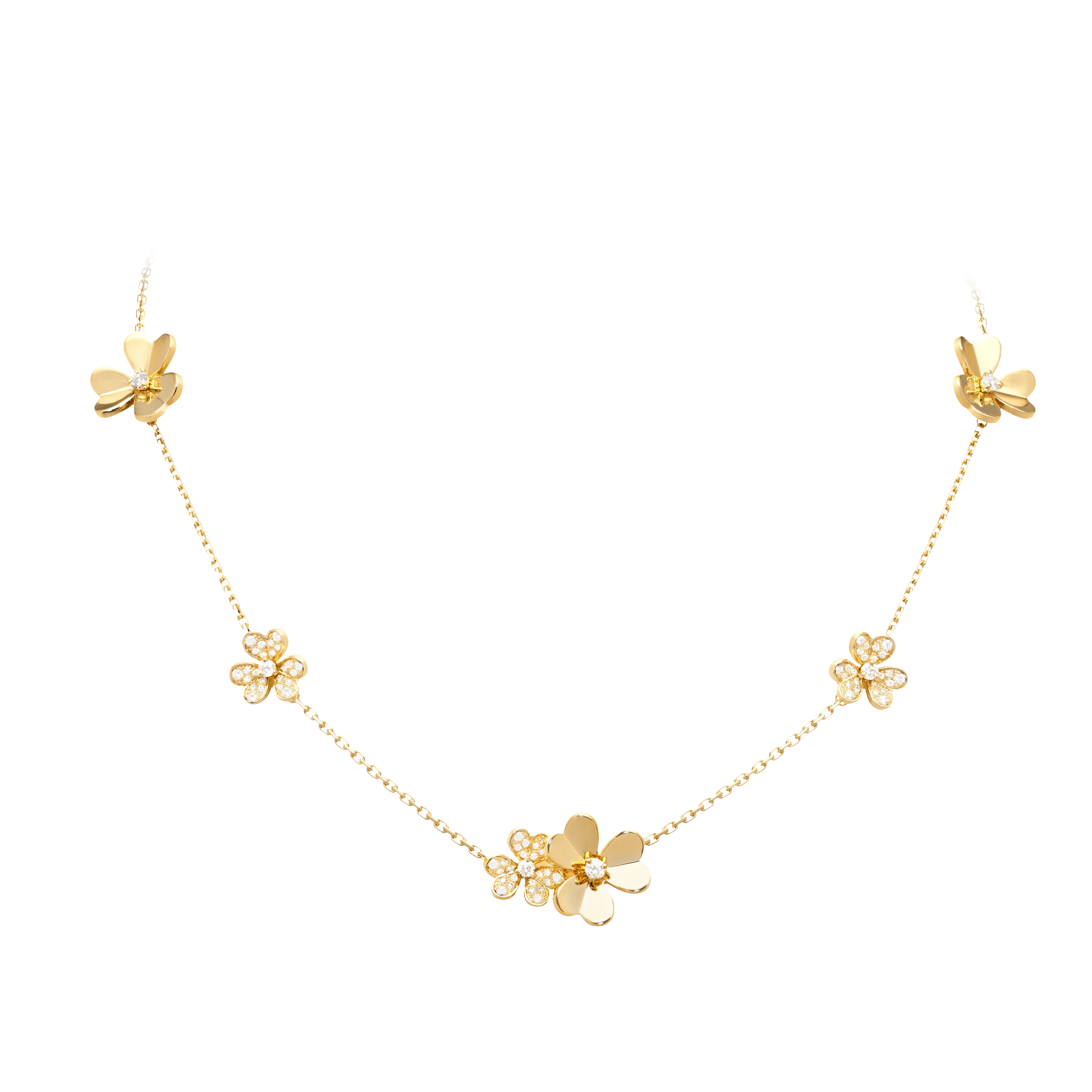 Gold Flower Necklace 9 flowers