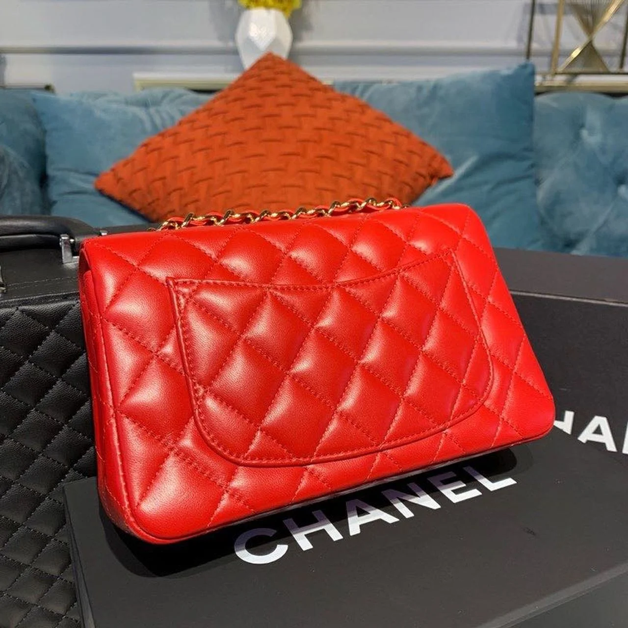 Chanel Mini Flap Bag Red For Women, Women’s Bags, Women’s Bag, Shoulder And Crossbody 7.8in/20cm A69900