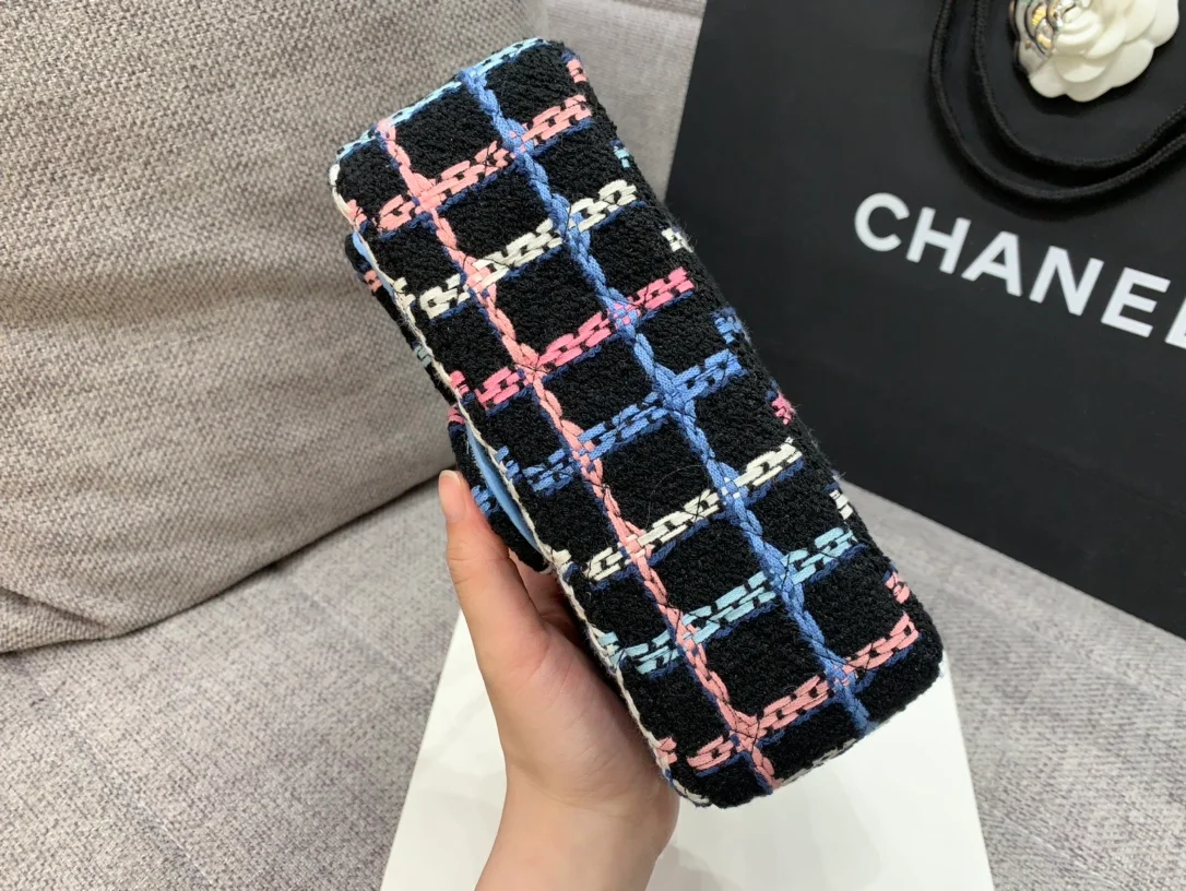 Chanel Navy Sparkle Tweed Classic Mini Rectangular Flap Bag For Women 20cm/7.5in