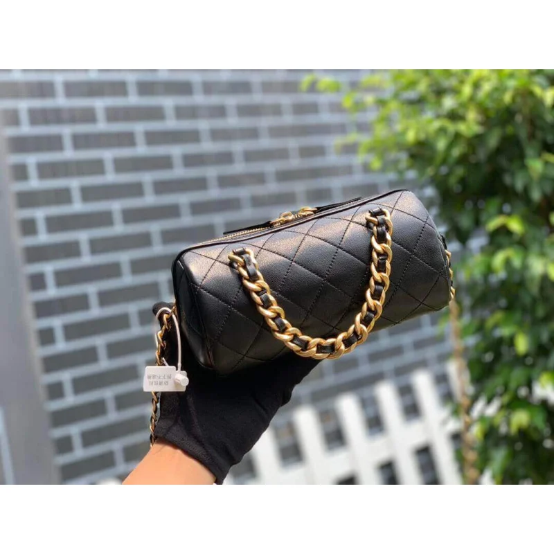 Chanel Shiny Lambskin Small Bowling Bag As1899