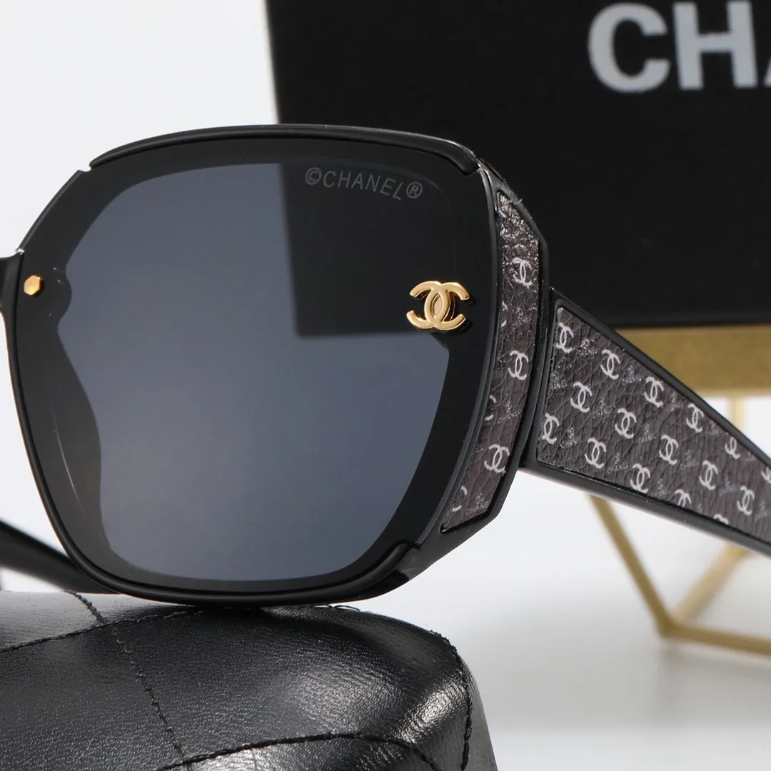 5-Color Fashion CC Printed Letter Temple Polarized Sunglasses