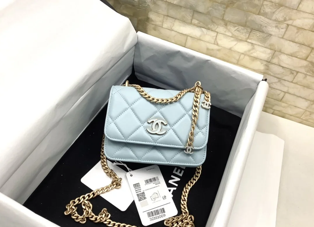 Chanel Spring And Summer 22C Turquoise For Women, Women’s Bags 6.1in/15.5cm