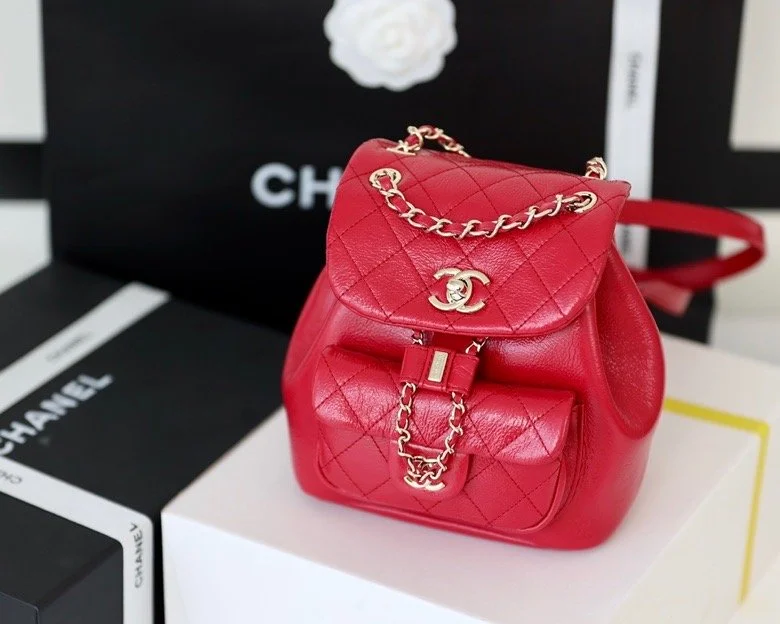 Chanel Backpack Red For Women 7 in/18cm