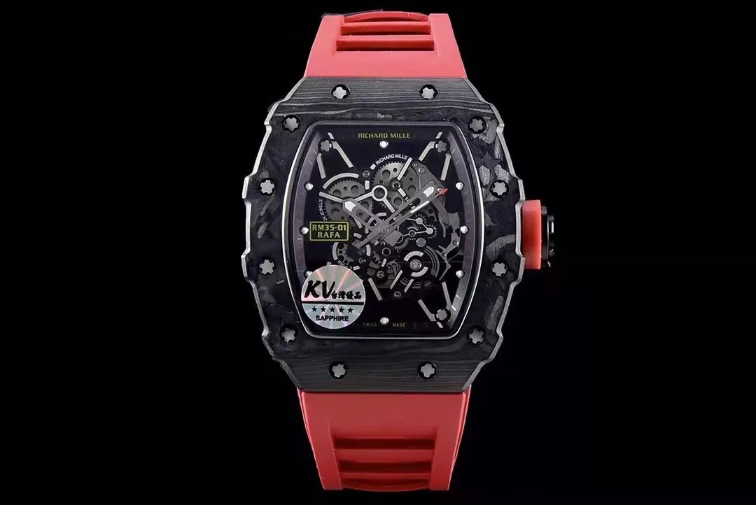RM 35-01 Black Bezel Red Markers Red Rubber Strap KV RUML3
