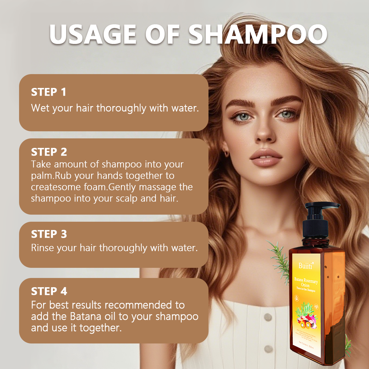 Buiiti Batana Rosemary & Onion 3-in-1 Shampoo – For All Hair Types | Nourishes, Strengthens, and Promotes Natural Hair Growth | Thickening & Comforting Haircare