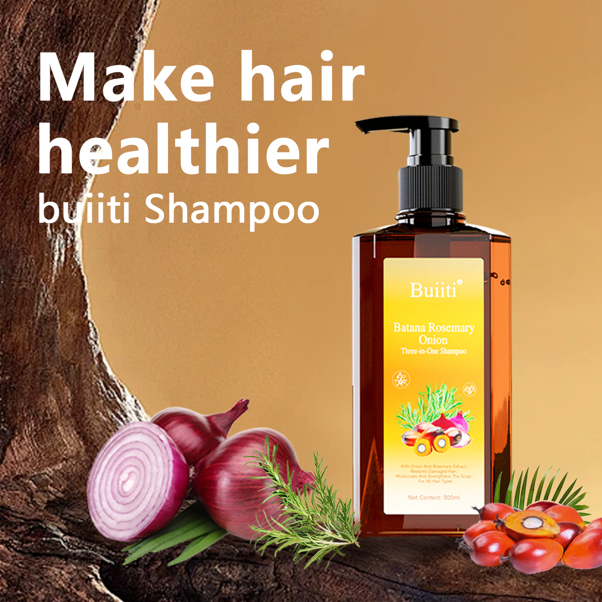 Buiiti Batana Rosemary & Onion 3-in-1 Shampoo – For All Hair Types | Nourishes, Strengthens, and Promotes Natural Hair Growth | Thickening & Comforting Haircare