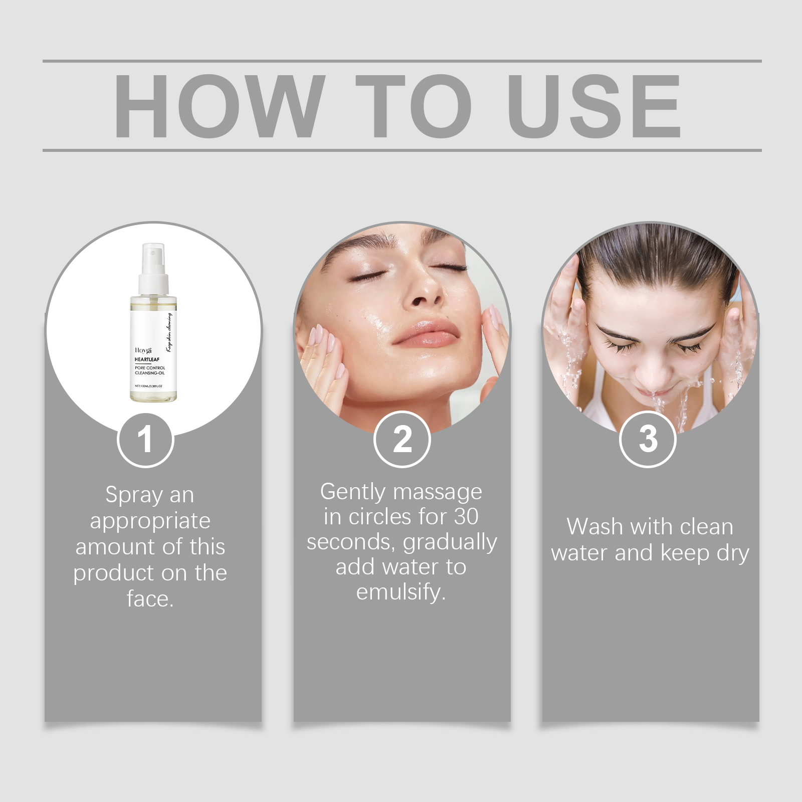 Hoygi Cleansing Oil Gentle facial cleansing oil for eyes and lips, easy to emulsify, refreshing and clean without tightness