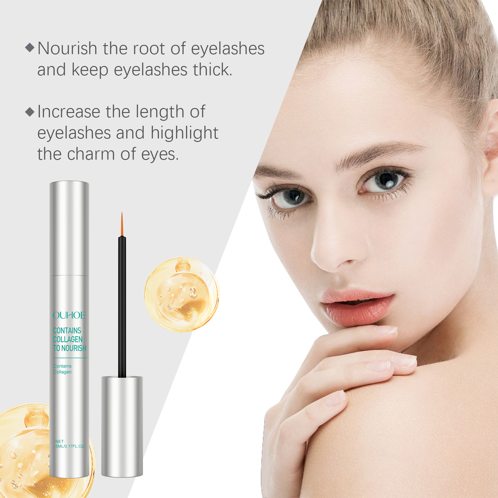 OUHOE Mascara Natural and beautiful curling, no smudging and no makeup, daily convenient eye makeup mascara