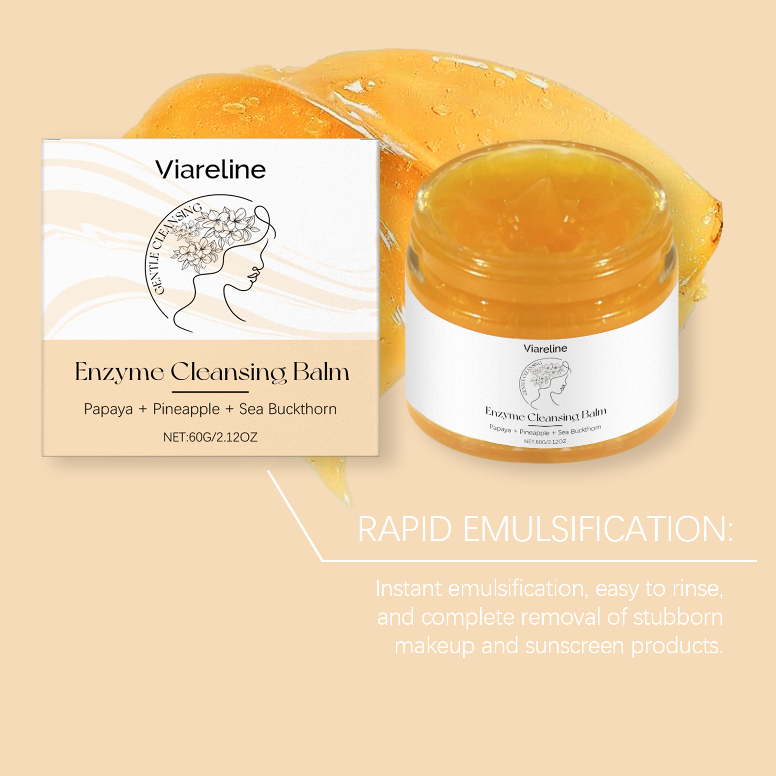 Viareline Cleansing Balm Gentle ingredients moisturizing cleansing balm for face without tightness cleansing skin care