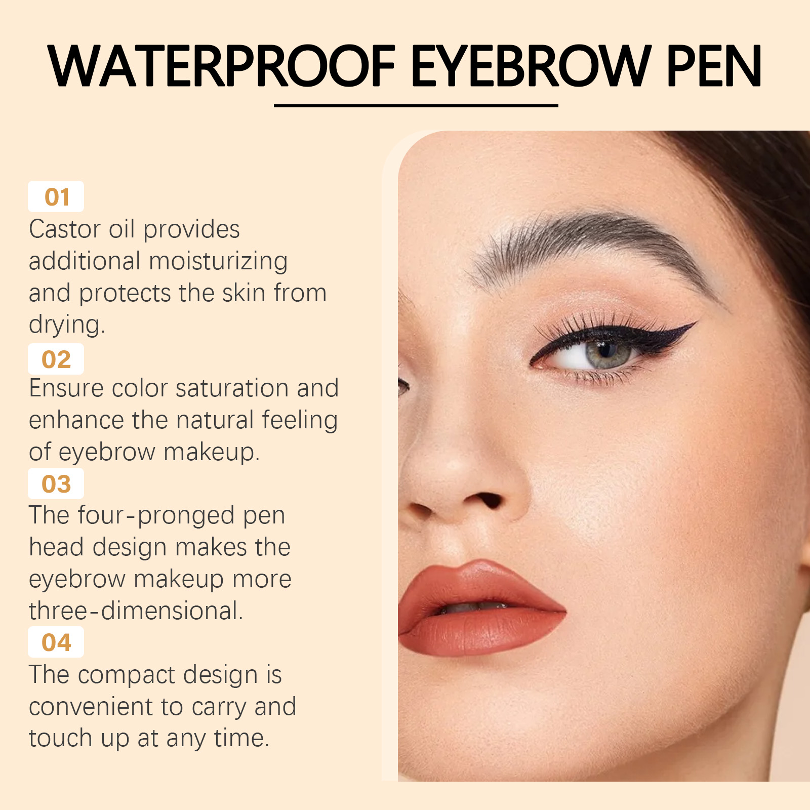 Zephoco four-pronged waterproof eyebrow pencil series, daily travel, no makeup, natural hair flow, ultra-fine brush stroke eyebrow pencil