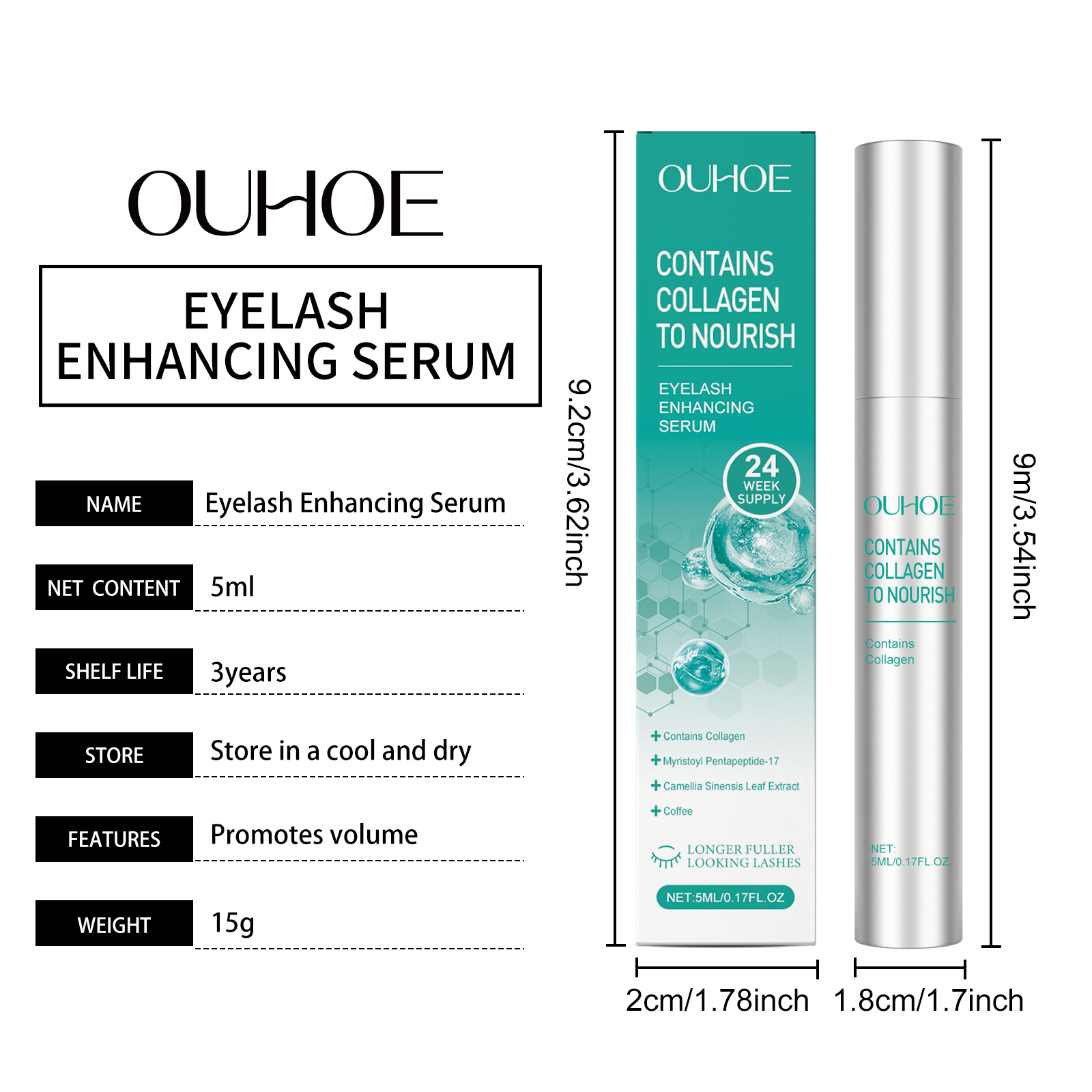 OUHOE Mascara Natural and beautiful curling, no smudging and no makeup, daily convenient eye makeup mascara